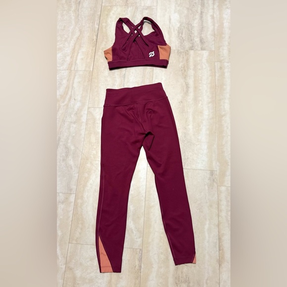PELOTON maroon racer back bra and leggings, 23” (S) - Picture 3 of 6